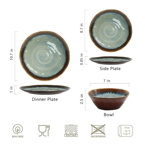 Melamine Dinnerware Sets,12Pcs Plate and Bowl Set,Unbreakable and Lightweight Dish Set,Great for Camping and RV,BPA free,Dishwasher Safe(Sandy Brown) - color: Sandy Brown