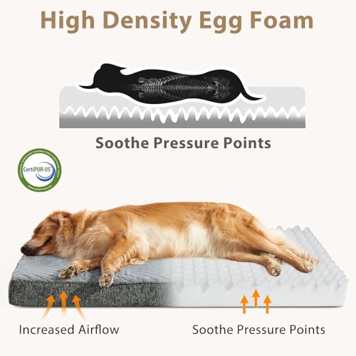 JOEJOY Orthopedic Medium Dog Bed, Washable Dog Crate Bed Medium Sized with Removable Cover, Egg Memory Foam Pet Beds, Light Grey, 29"x18" - color: Light Grey, size: M(29"x18")