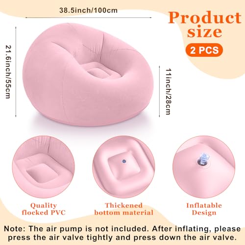 Realspring Inflatable Bean Bag Chairs Outdoor Blow up Camping Chairs Inflatable Lazy Sofa Folding Portable Bean Bag Loungers Couch for Movie Night (Light Pink,2 Pcs) - color: Light Pink