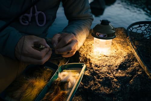 Barebones Beacon Hanging Light – Olive Drab, Rechargeable LED Camping Lantern with Adjustable Brightness – Weatherproof Vintage-Style Hanging Lantern for Outdoor Adventures and Year-Round Use - color: Olive Drab