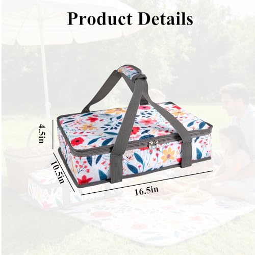 Insulated Casserole Carrier for Hot or Cold Food with Handle Food Transport for Travel Picnic Cookouts,Fits Pioneer Woman Kitchen Stuff Accessories and 9" x 13" Baking Dish - color: Color Four