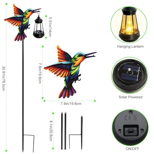 Solar Lights Hummingbird Garden Outdoor Decor, Hummingbird Stakes with Solar Lights, Mother's Day Birthday Gifts for Women Mom,Waterproof Metal Decorative Lights for Yard Art Outside Patio Porch Lawn - color: Hummingbird -Warm White-1 Pack
