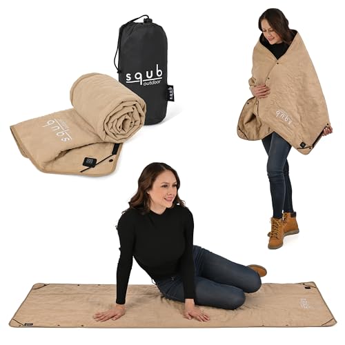 Electric Heated Blanket – Waterproof for Outdoor Camping, Cordless Heating with 3 Heat Levels, Portable Travel Cover w/Storage Bag, Electric Blanket & Battery Heated Blanket (Power Bank Not Included) - color: Beige