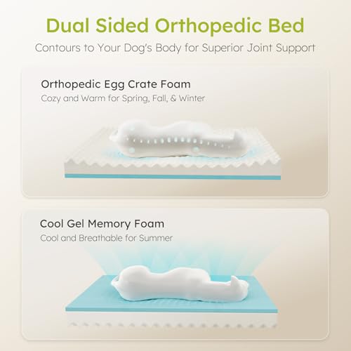 CWAWZ Extra Large Dog Bed, Orthopedic XL Dog Bed with Cooling Gel Memory Foam, Waterproof Pet Bed with Removable Washable Cover, 42" Pet Sofa Couch Dutch Velvet with Bone Toy, Dark Gray - color: Dark Grey, size: X-Large(42"L x 30"W x 9.5"Th)