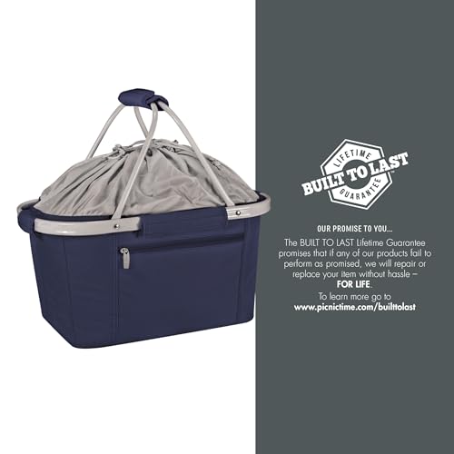 Picnic TIME Metro Shopping Basket Cooler, Insulated Collapsible Picnic and Market Basket with Aluminum Frame and Drawstring Top for Travel and Groceries - color: Disney Princess Cinderella - Navy Blue