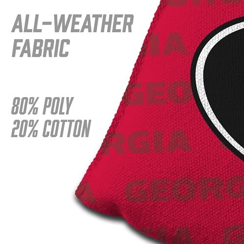 YouTheFan Officially-Licensed NCAA Set of 4 Cornhole Bags - All Weather Regulation 6” x 6” Size - 16oz Weight - Designed in USA - color: Georgia Bulldogs - Red
