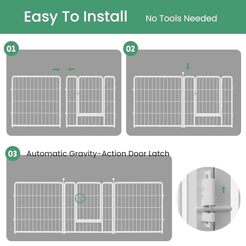 Simple Deluxe Dog Playpen, 24" Height 8 Panels Fence with Anti-Rust Coating, Metal Heavy Portable Foldable Dog Pen for Small/Medium Dogs RV Camping, White - color: White, size: 08 Panels 24 inch, style: Metal