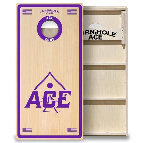 CornholeAce ACE PRO Professional Cornhole Boards - No Bounce! Triple Wide Legs, 3/4" Baltic Birch Plywood, Handles, Regulation Size (4x2ft), Tournament Style, Made in USA - color: Purple