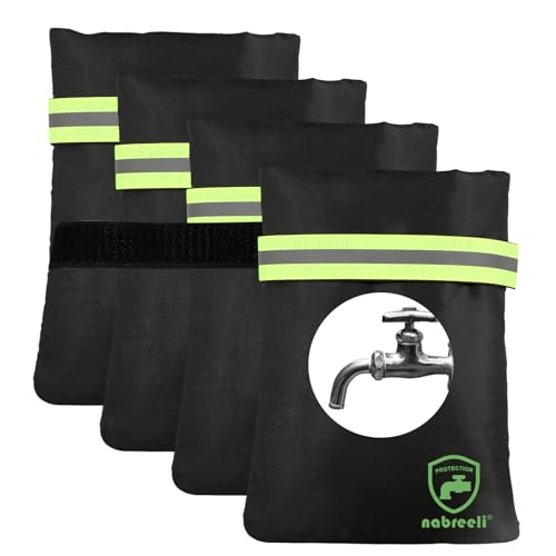 4Pack Outdoor Faucet Covers for Winter Freeze Protection 8.5″x5.9″x1.9″ Thicker Hose Bib Covers for Wall Taps Outside, Insulated Bags Spigot Cover with Unique Reflective Strips, Christmas Gifts - color: 4pcs black