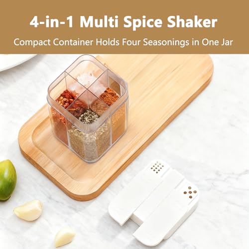 4-in-1 Camping Spice Containers Portable Multi Shaker Container for Travel Spices Seasoning Kit and Mini Organizer Set Salt and Pepper Jars for Camp Cooking and Traveling Essentials