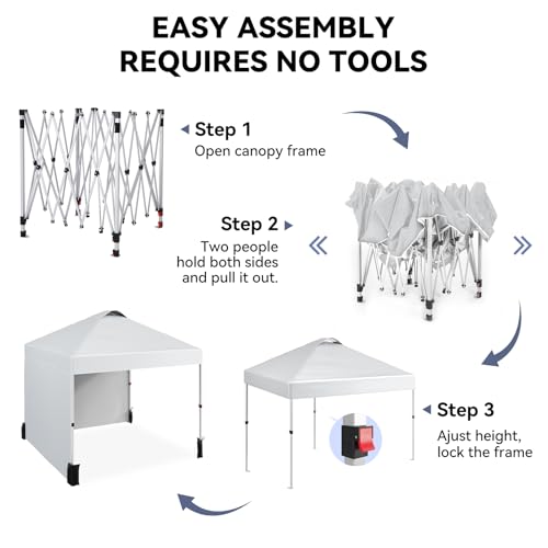 10 x 10 Pop Up Canopy, All Season Instant Canopy with 2 Sidewalls and Vented Roof, Portable Party Tent with Wheeled Carry Bag and Sandbag for Camping, Picnic, Party, White - color: White, size: 2 Side Walls
