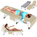ABORON 4-in-1 Lounge Chair with Face & Arm Holes for Tanning, 440LB Heavy-Duty Folding Recliner with Plush Cotton Cushion, No Assembly Tri-Fold Guest Bed for Sunbathing, Poolside, Office Nap & Camping - color: Beige Khaki Standard