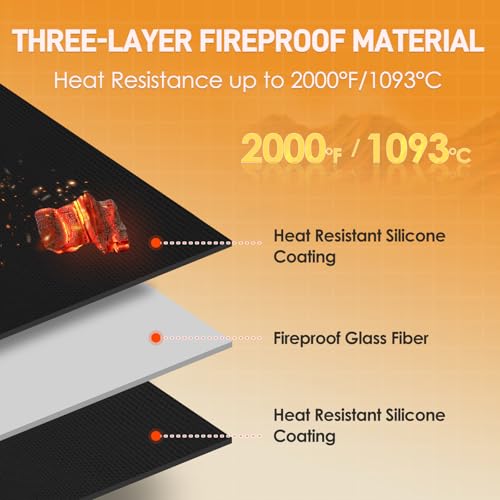 TOHONFOO 90 x 48 in Under Grill Mat Compatible with Blackstone 28in & 36in Griddle - Fireproof BBQ Mats for Grilling to Protect the Deck, Patio, Pavers - Griddle Mat Compatible with Blackstone - 1mm - color: Black, size: 90x48x0.04in