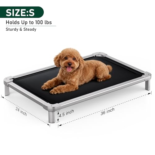 Senneny Chew Proof Elevated Dog Bed Small Sized Dog, Raised Cot for Indoor Outdoor Camping, Heavy-Duty Chew Resistant Hidden Fabric Indestructible Dog Bed, S, 36" L x 24" W x 4.5" H - size: S - 36"L x 24"W x 4.5"H