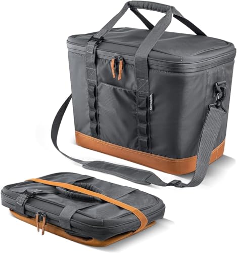 CleverMade Pacifica Collapsible Cooler Bag – Large Portable Cooler Bag for Travel, Foldable Insulated Cooler for Beach, Picnic & Tailgating, Holds Up to 50 Cans, Leakproof Soft Carry Cooler - Gray - color: Charcoal Gray, size: Large