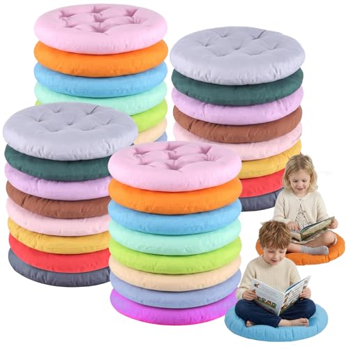 32 Pcs 16 Inch Round Floor Pillows Round Floor Cushions for Kids and Toddlers Flexible Seating Pillows Chair Floor Cushion Reading Cushion for Classroom Home School Playing Supplies(16 Colors) - size: 32 pcs