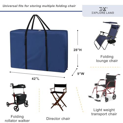 Explore Land Heavy Duty Chair Storage Bag for Folding Longue Zero Gravity Light Weight Transport Folding Rollator Walker (Bule) - color: 1 Pack: Blue