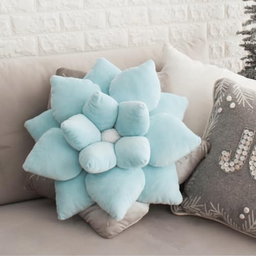 Green Philosophy Co. Poinsettia Pillow - Frost Blue - color: Frost Blue
