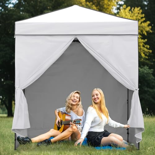 EAGLE PEAK 6x4 Instant Pop Up Canopy Tent with 4 Side Wall Panels, Straight Leg Sun Shelter, Portable Canopy with Carry Bag for Camping, Beach & Sports, White - color: White, size: Four Walls