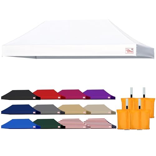 Tradesparker 10x20 Commercial Pop Up Canopy Replacement Top-Windproof D-Rings+Banner Grommets+Loop Pile Wall System,Ez Canopy Cover ONLY-Frame/Side Walls NOT Included(White) - color: White, size: 10x20