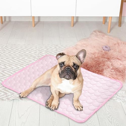 Cooling Pet Mat - Dog Summer Pad, Non-Slip Gel Comfort | Self-Cooling Puppy Cushion, Foldable Bed Blanket, Washable Crate Rest, Portable Kennel for Hot Weather - color: Pink, size: XS