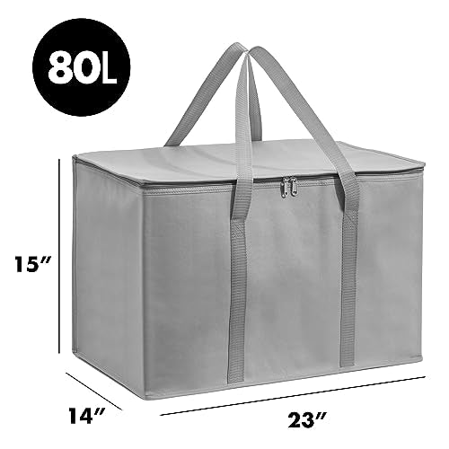 Carrywell (Not Made In China) Insulated Food Delivery Bags, XXXL Pizza Delivery and Reusable Warming Bag For Catering, Thermal Insulation Tote for Hot and Cold Food, Doordash - color: Gray, size: 1 pack, style: Xxxl Insulated