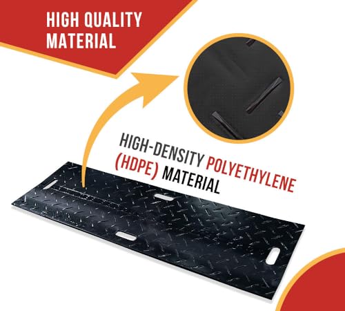Mytee Products 2' x 6' Ground Protection Mats with Double Sided Diamond Plated Tread Design - High Density Polyethylene Mat, Easily Supports 35 Ton Loads on Lawns, Dirt, and Any Other Areas - size: 2 feet x 6 0.5 inches