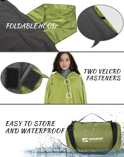 DUKUSEEK Waterproof Blanket Outdoor, Hooded Blanket Poncho - Large (79x56), Portable, Windproof Fleece Blankets for Cold Weather Camping, Picnic, Sports, Boat, Dogs, Festivals, Car, Emergency… - color: Army Green