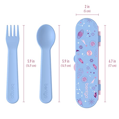 Bentgo Kids Utensil Set - Reusable Plastic Fork, Spoon & Storage Case - BPA-Free Materials, Easy-Grip Handles, Dishwasher Safe - Ideal for School Lunch, Travel, & Outdoors (Lavender Galaxy) - color: Lavender Galaxy