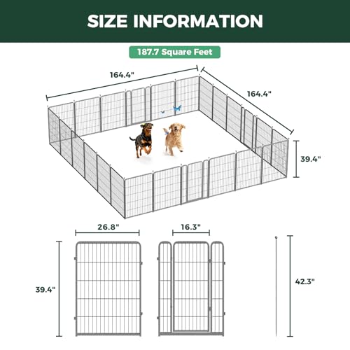 FXW Aster Dog Playpen Designed for Yard, 40inch 24 Panels - size: 40"H & 24 Panels
