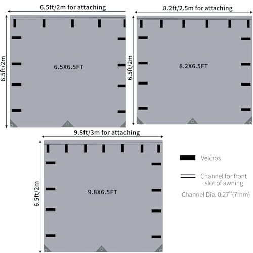 DANCHEL OUTDOOR Waterproof Car Awning Side Wall, Sun Shade Windbreak & Privacy Extension Lateral Tarp for Roof Rack Awning Overland Accessories(Gray, 8.2ftx6.5ft) - color: Gray, size: 8.2x6.5ft