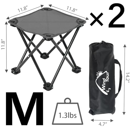 Wind Tour Portable Folding Camping Stool Outdoor Camping Lightweight Samll Chair for Fishing Hiking Gardening and Beach with Carry Bag (Medium Grey -2) - color: Medium Grey -2
