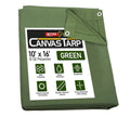 Mytee Products 10' x 16' Green Canvas Tarp 12oz Heavy Duty Water Resistant - color: Green (1 Pc), size: 10' x 16'