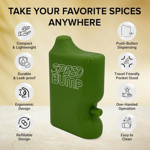 Portable Pepper Shaker (Green) - Versatile Seasoning Set, Multi Functional Salt Dispenser Spice Shakers for Easy Use - Convenient & Discrete Plastic Salt and Pepper Dispenser for Fine Spices - color: Green