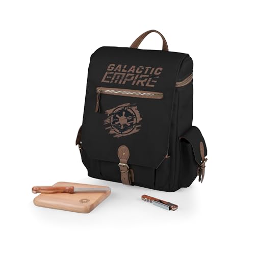Picnic TIME Star Wars Empire Moreno 3 Bottle Wine and Cheese Tote, Insulated Wine Picnic Bag with Backpack Straps Cutting Board and Corkscrew, Padded Adjustable Dividers, (Black)