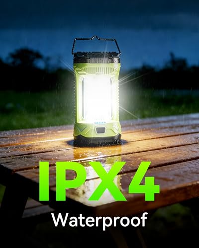 AlpsWolf Camping Lantern Rechargeable, 4000LM LED Lanterns for Power Outages, 4600mAh Super Bright Portabl Lantern & Lights for Emergency, Hurricane, Camping - style: Green-1 pack