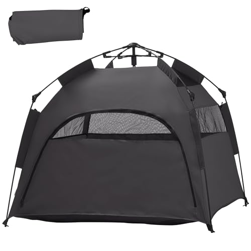 PawHut Pop Up Dog Tent for Extra Large and Large Dogs, Portable Pet Camping Tent with Carrying Bag for Beach, Backyard, Home - color: Dark Gray