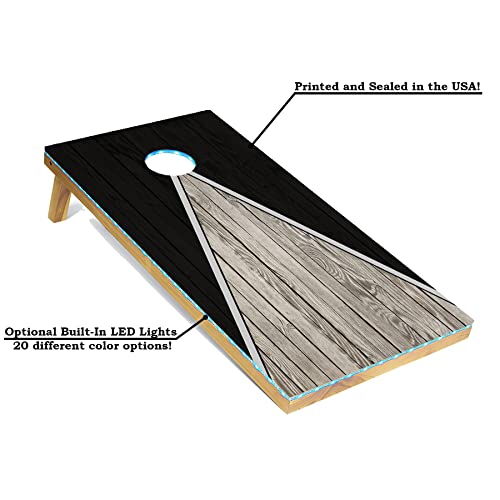 Tailgating Pros Pyramid Design Lightweight Cornhole Board Set w/Built-in LEDs - 4'x2' Regulation Cornhole Game - color: Black/Navy