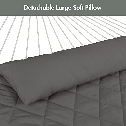 ANOW Outdoor Hammock with Stand 12FT, Heavy Duty Hammock with Steel Stand, Included Detachable Pillow and Pad, 450 LBS Weight Capacity, Gray - color: Grey, size: With Stand
