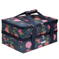 Double Decker Insulated Casserole Carrier, Expandable Thermal Food Warmer Bag Fits 9x13 Dish, Leak-Proof Potluck Lasagna Holder with Utensil Pocket for Picnic Party Cookout (Blue Floral) - color: Blue Floral