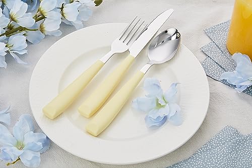 ANNOVA Silverware Set Stainless Steel Colorful Handle Tableware Kitchen Flatware Set Utensils, Includes Dinner Knives, Forks, Spoons, Salad Forks & Dessert Spoons (Yellow, 20 Pieces) - color: Yellow 20Pieces