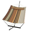 2 Person Double Hammock with Stand & Pillow, 450 LBS Heavy Duty Outdoor Hammock with Balance Rope for Patio Backyard Poolside - color: K-dark Gery