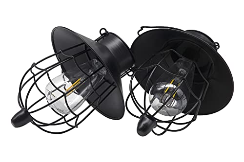 YAKii 2 Pack Solar Lantern Hanging Waterproof Outdoor Metal Solar Lamp with Warm White Light Decorate for Yard Garden Pathway Patio Porch Decor (Black) - style: Black-2pack