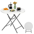 JupiterForce 32 Inch Round Folding Table, Indoor Outdoor Portable Plastic Dining Card Table High Top Cocktail Table for Camping Picnic Party Wedding Event, White - size: 32 inch