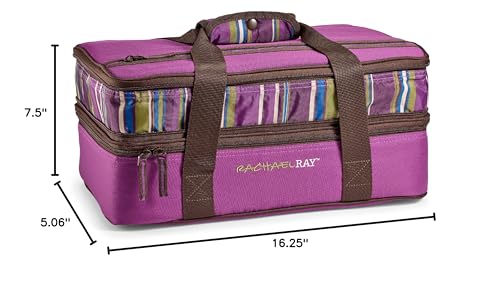 Rachael Ray Expandable Lasagna Lugger, Insulated Casserole Carrier, Fits 9"x13" Baking Dish, Purple