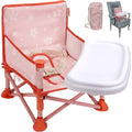 Tiny Marvels 3-in-1 Portable Baby Chair, Foldable Booster Seat with Removable Tray, Safety Harness & Carry Bag for Dining, Travel, Camping, Beach, 6M-3Y (Blush Petals) - color: Blush Petals