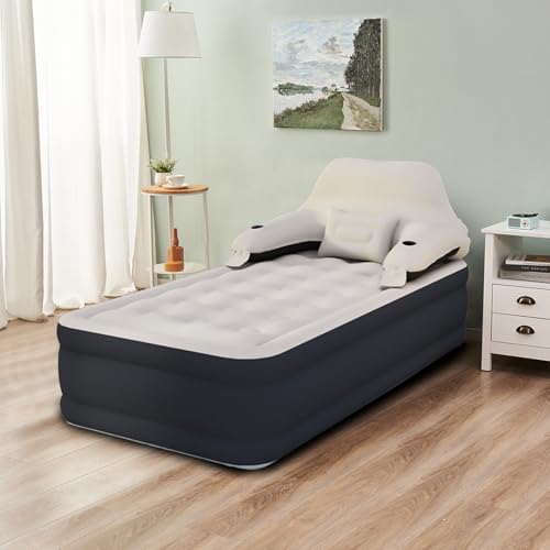 Twin Size Air Mattress Inflatable Bed with Pump and Headboard, Blow Up Mattress - size: Twin