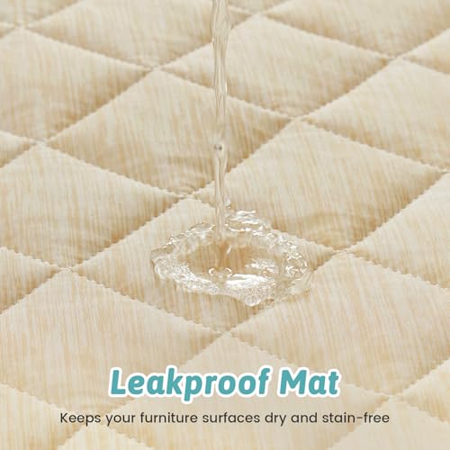COZY KISS Dog Cooling Mat 82"x102" Q-Max>0.4, Extra Large Waterproof Cooling Dog Bed Cover, Leakproof Non-Slip Pet Mat, Furniture Protector Washable Cooling Blanket for XL Dogs, Sofa Cover (Beige) - color: Beige, size: 82"x102"