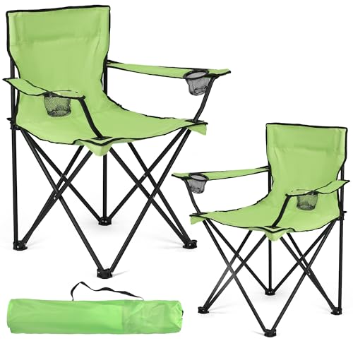 2 Pack Camping Chairs - Lightweight and Supportive Chairs for Adult and Lightweight Individuals - Compact, Durable, and Portable - Ideal for Camping, Hiking, Beach, and Picnics -Carry Bag - color: Fruit Green Chair
