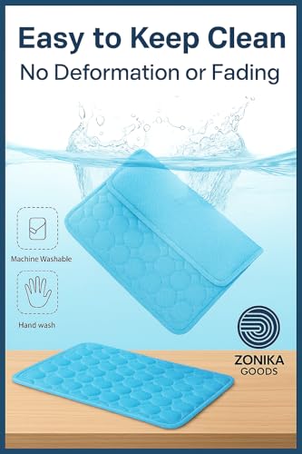 Blue Cooling Mat & Sleeping Pad | Water Absorption | Safe Materials | Easy Carry & Clean | Ideal Cooling Pad for Dogs and Cats | Perfect for Camping, Crates, and Pet Beds | 23.6"L x 19.7"W x 0.8"Th - size: Medium